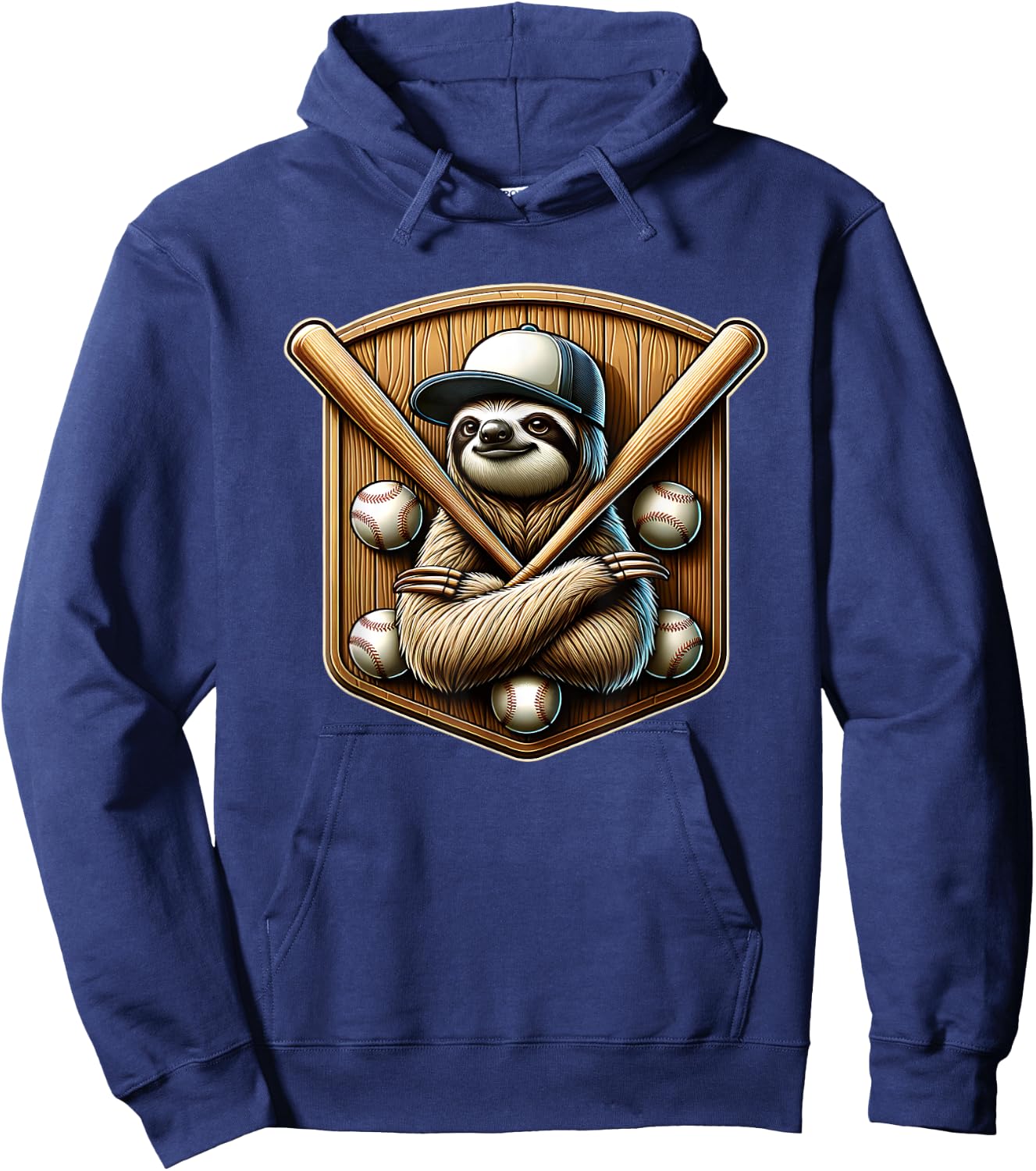 Funny Sloth Baseball Sports Softball Pitcher Player Cool Hoodie - Hoodie | Navy