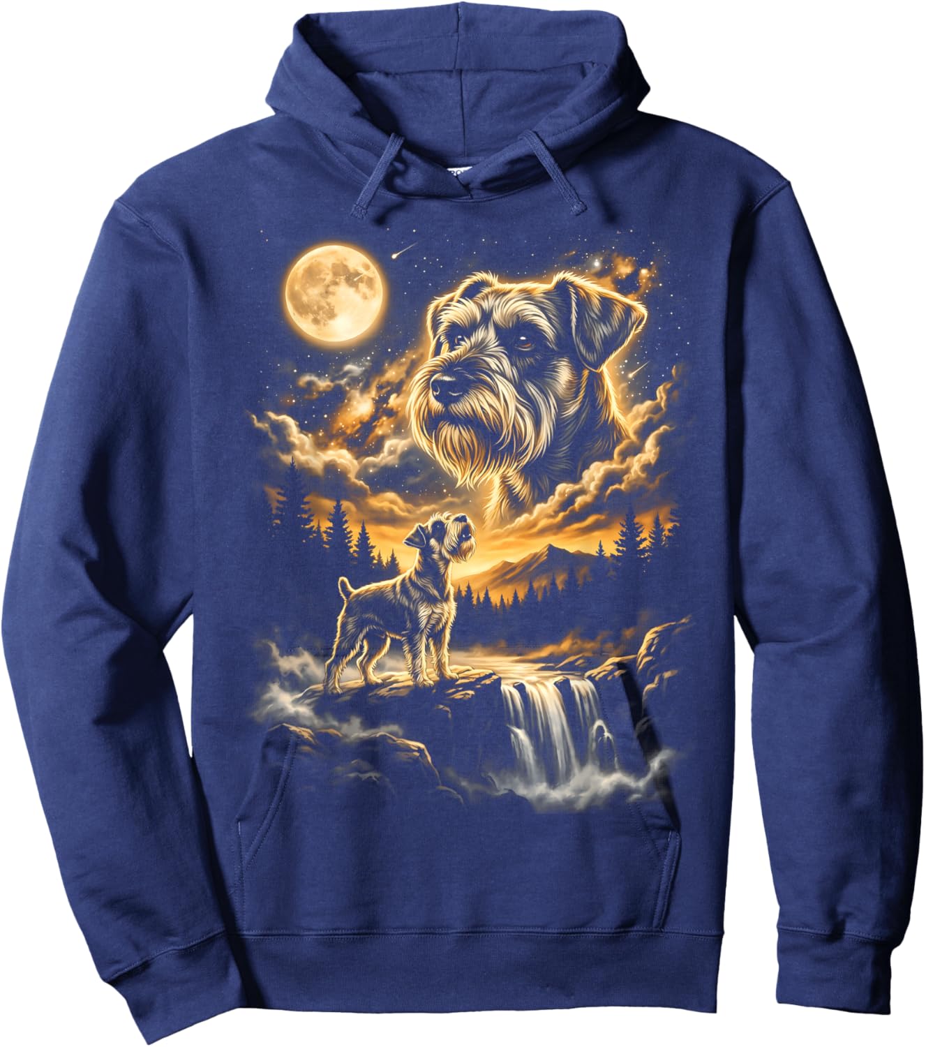 Miniature Schnauzer Howling to The Moon Hoodie - Hoodie | Navy