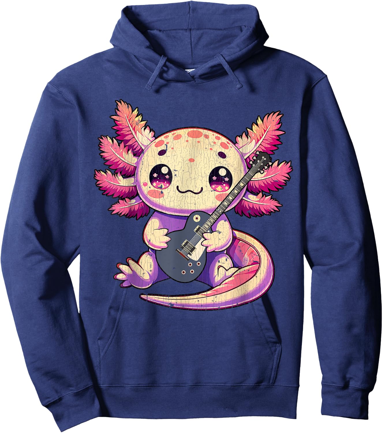 Cute Snaxalotl Axolotl Love Electric Guitar Music Rock 2 Hoodie - Hoodie | Navy