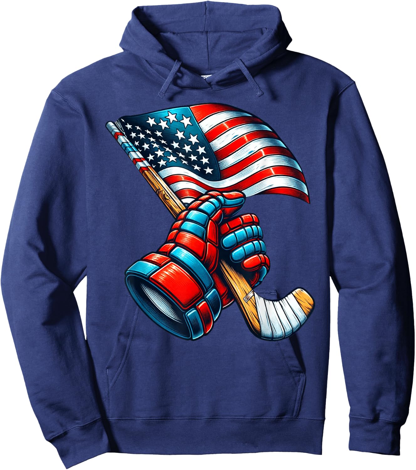 Patriotic Ice Hockey 4th of July USA Independence Day Hoodie - Hoodie | Navy