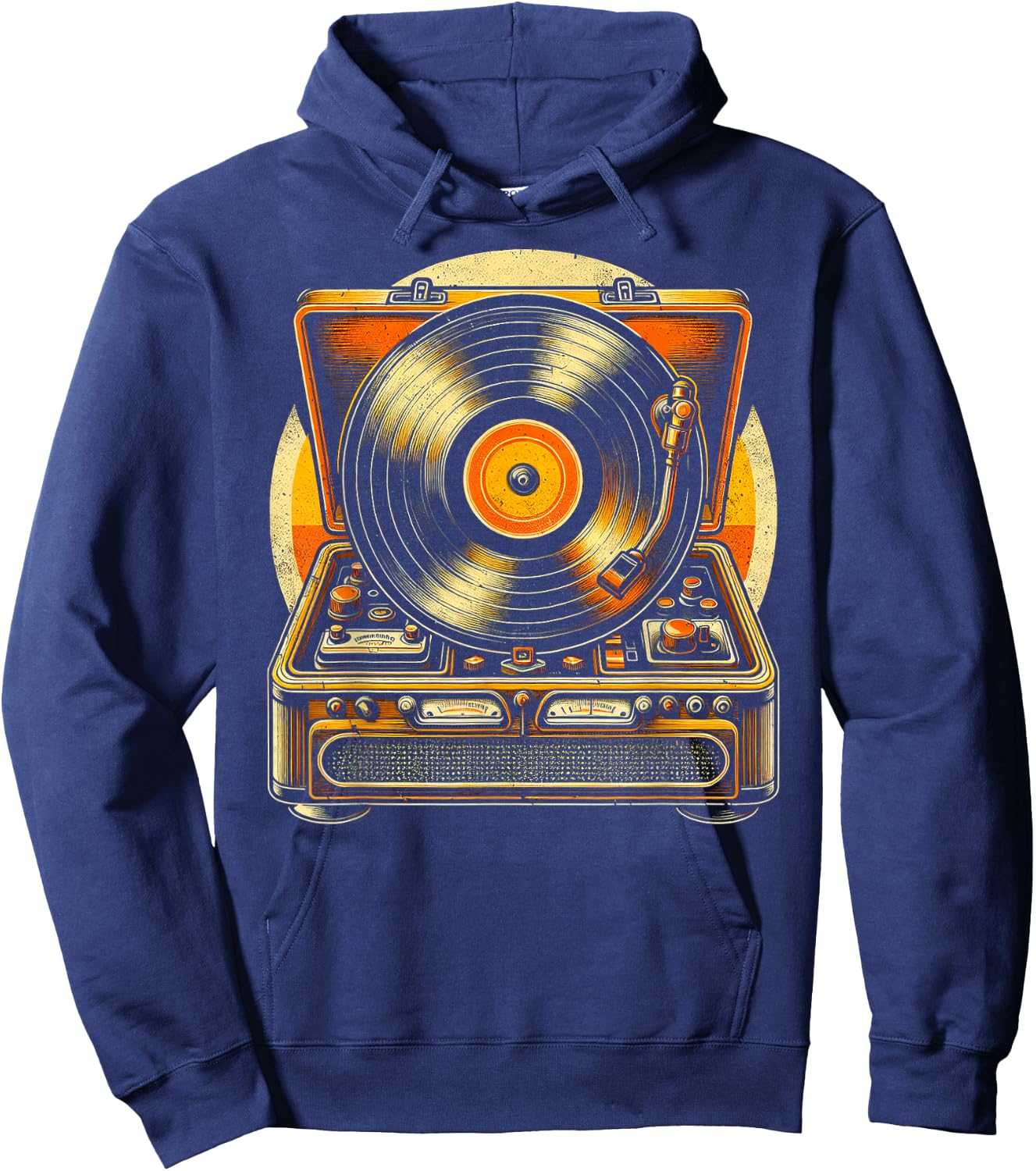 70s Retro Vinyl Record Player Hoodie - Hoodie | Navy