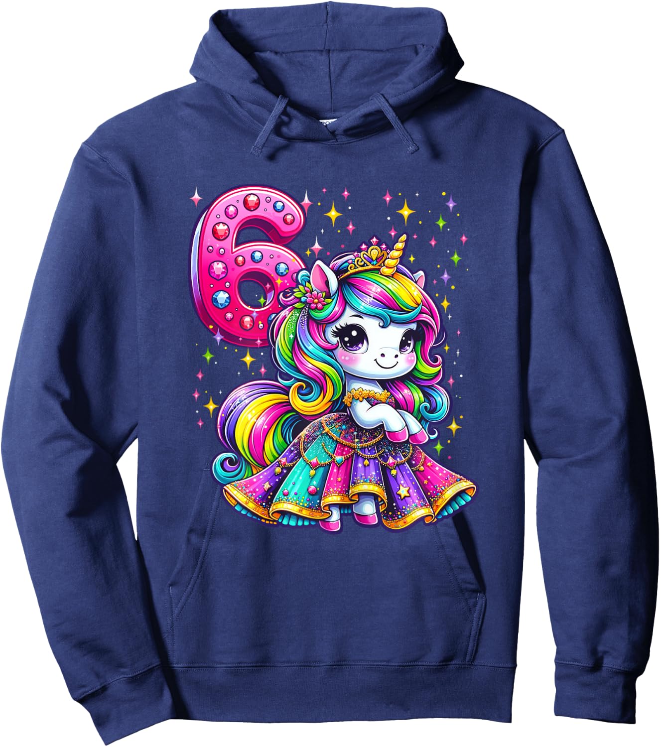 Unicorn Princess 6th Birthday 6 Year Old Party Girls Outfit Hoodie - Hoodie | Navy
