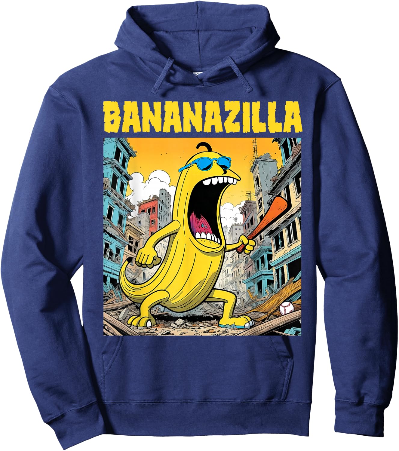 Bananazilla Banana Baseball Monster Bananas Kids Youth Boys Hoodie - Hoodie | Navy