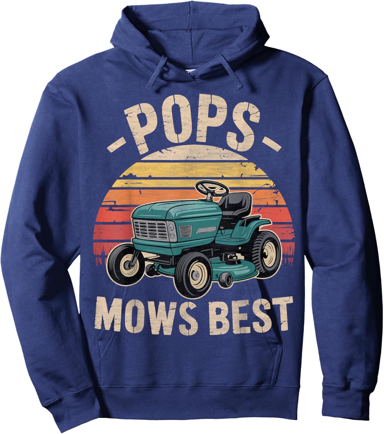 Pop Mows Best Lawn Care Dad Mowing Gardener Father's Day Hoodie - Hoodie | Navy