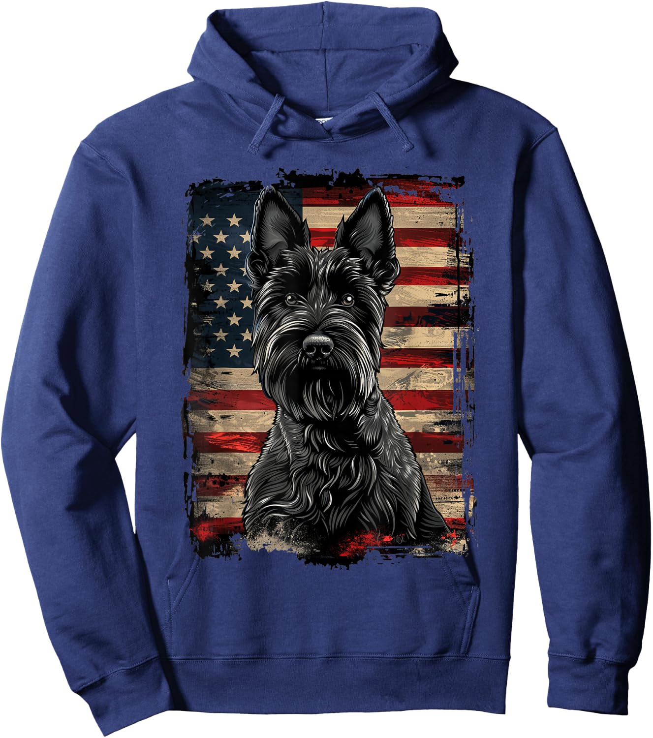 Scottish Terrier American Flag Hoodie - Hoodie | Navy
