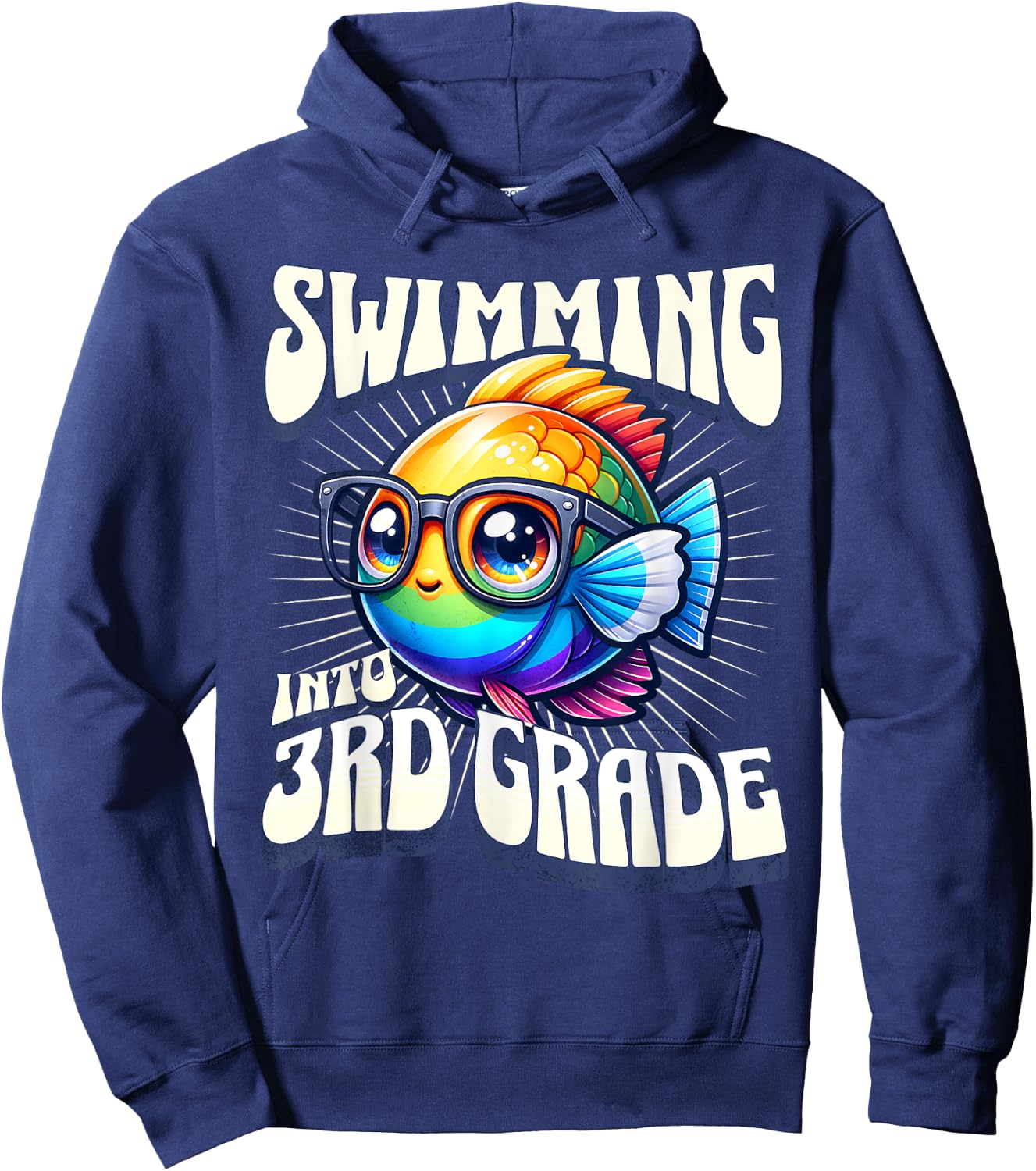 Swimming Into 3rd Grade Cute Angel Fish Back to School Hoodie - Hoodie | Navy