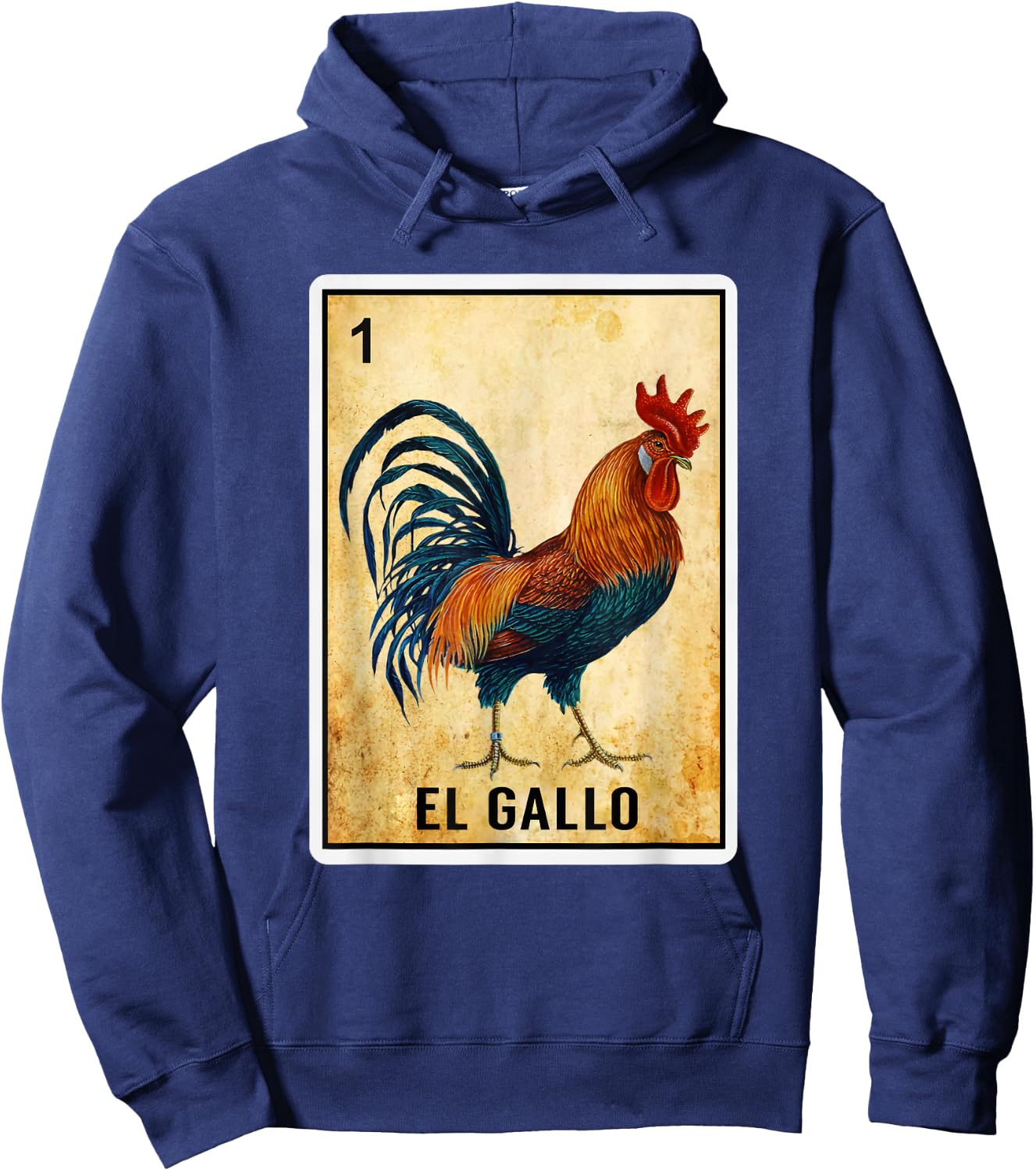 Mexican El Gallo Bingo Card Game Traditional Rooster Card Hoodie - Hoodie | Navy