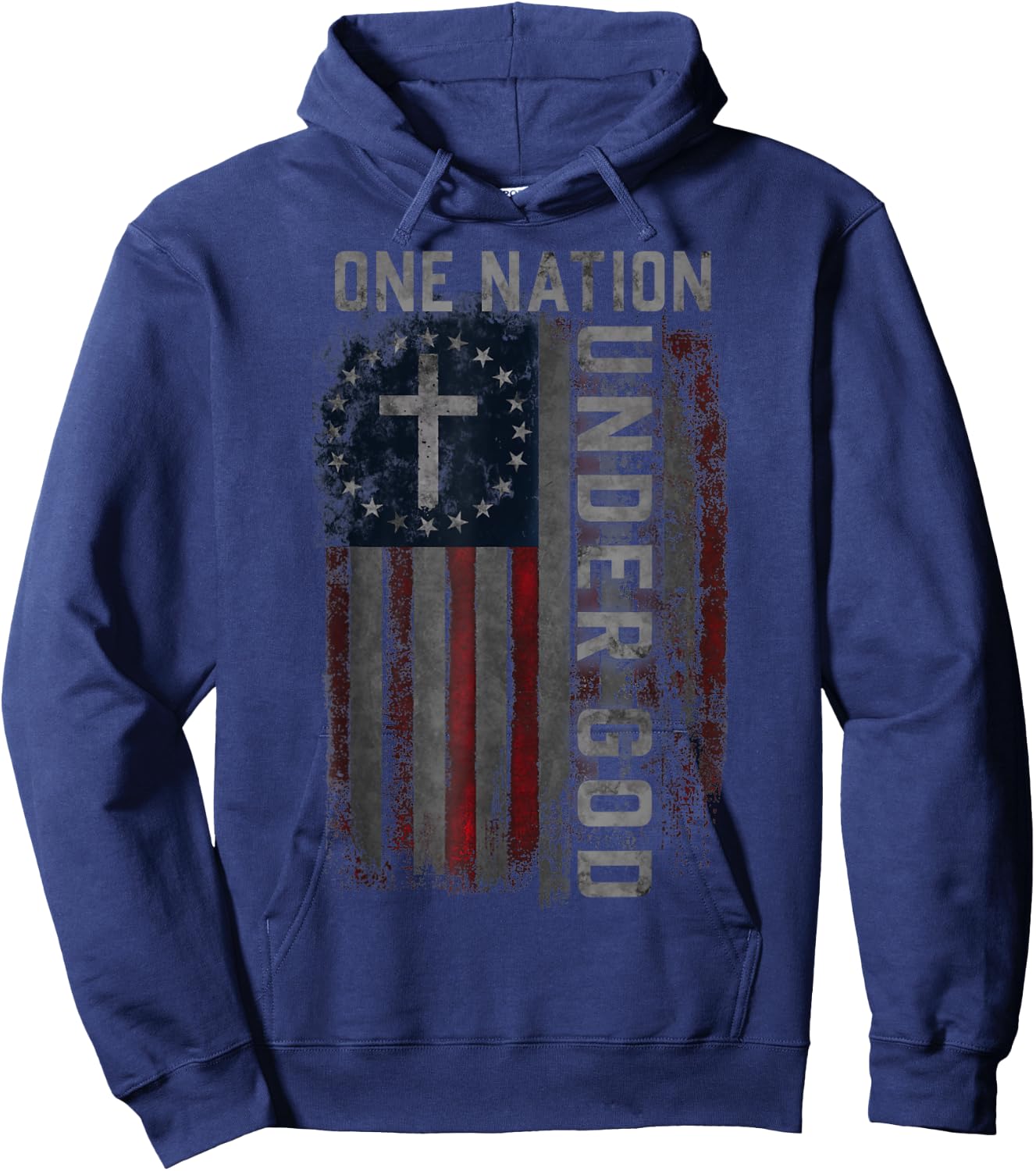One Nation Under God Blessed American USA Flag 4th Of July Men Hoodie - Hoodie | Navy