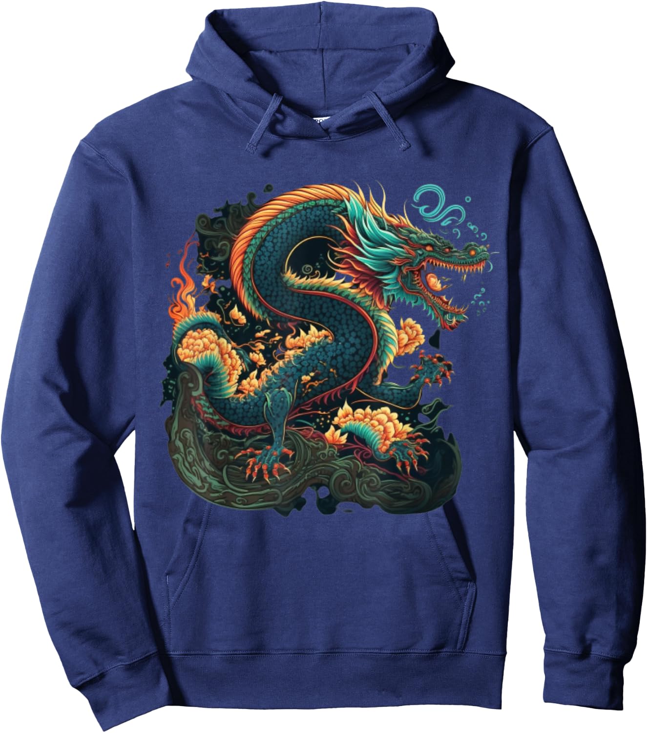Chinese Asian Culture Dragon Japanese Hoodie - Hoodie | Navy