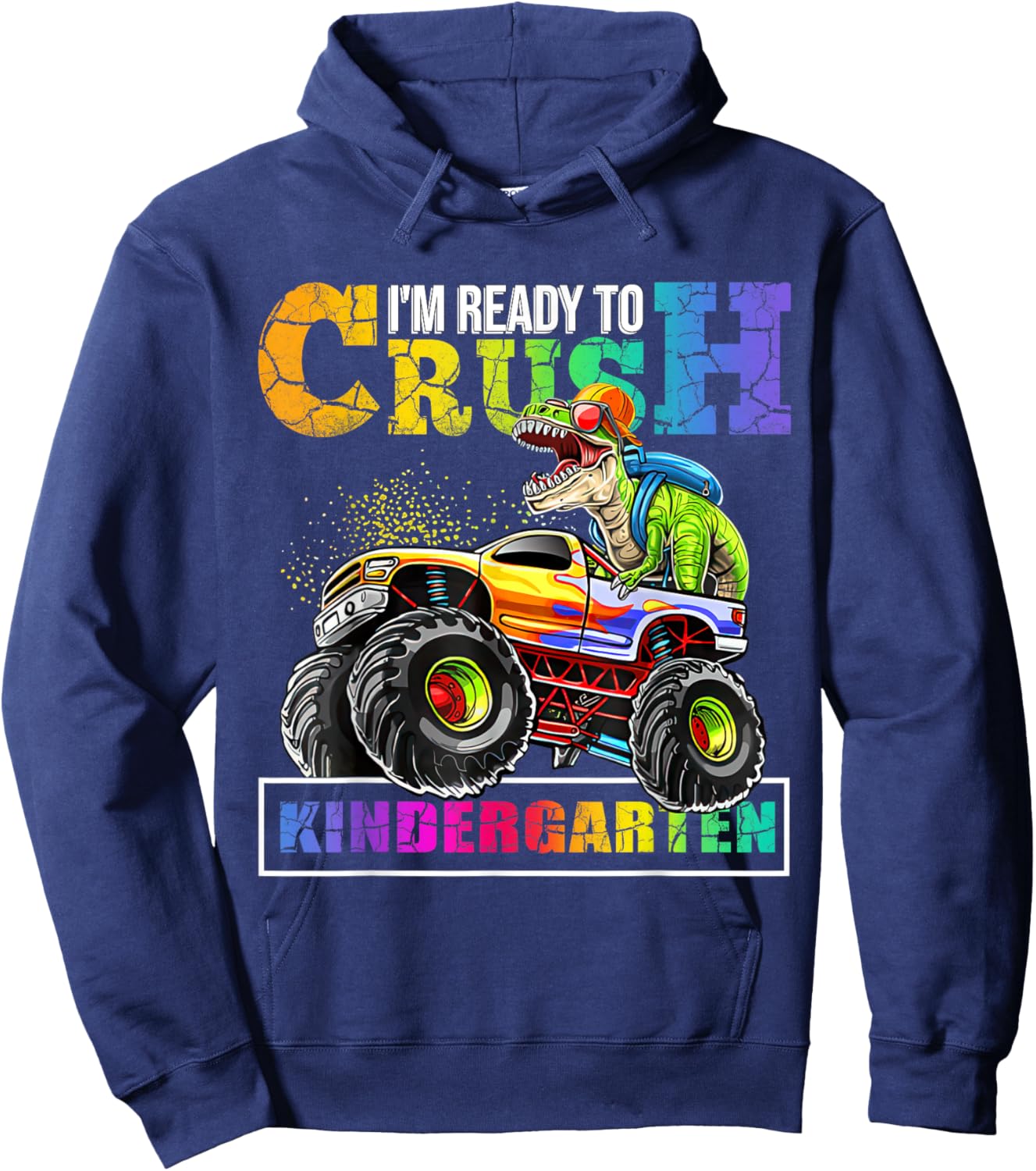 Back To School Boy Dinosaur I'm Ready To Crush Kindergarten Hoodie - Hoodie | Navy