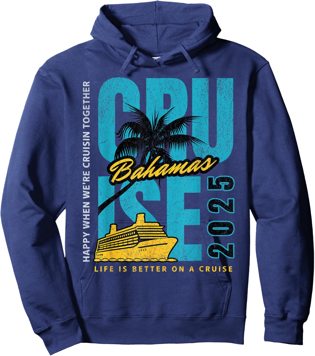 Group Bahamas Cruise 2025 Vacation And Sunny Caribbean Ship Hoodie - Hoodie | Navy