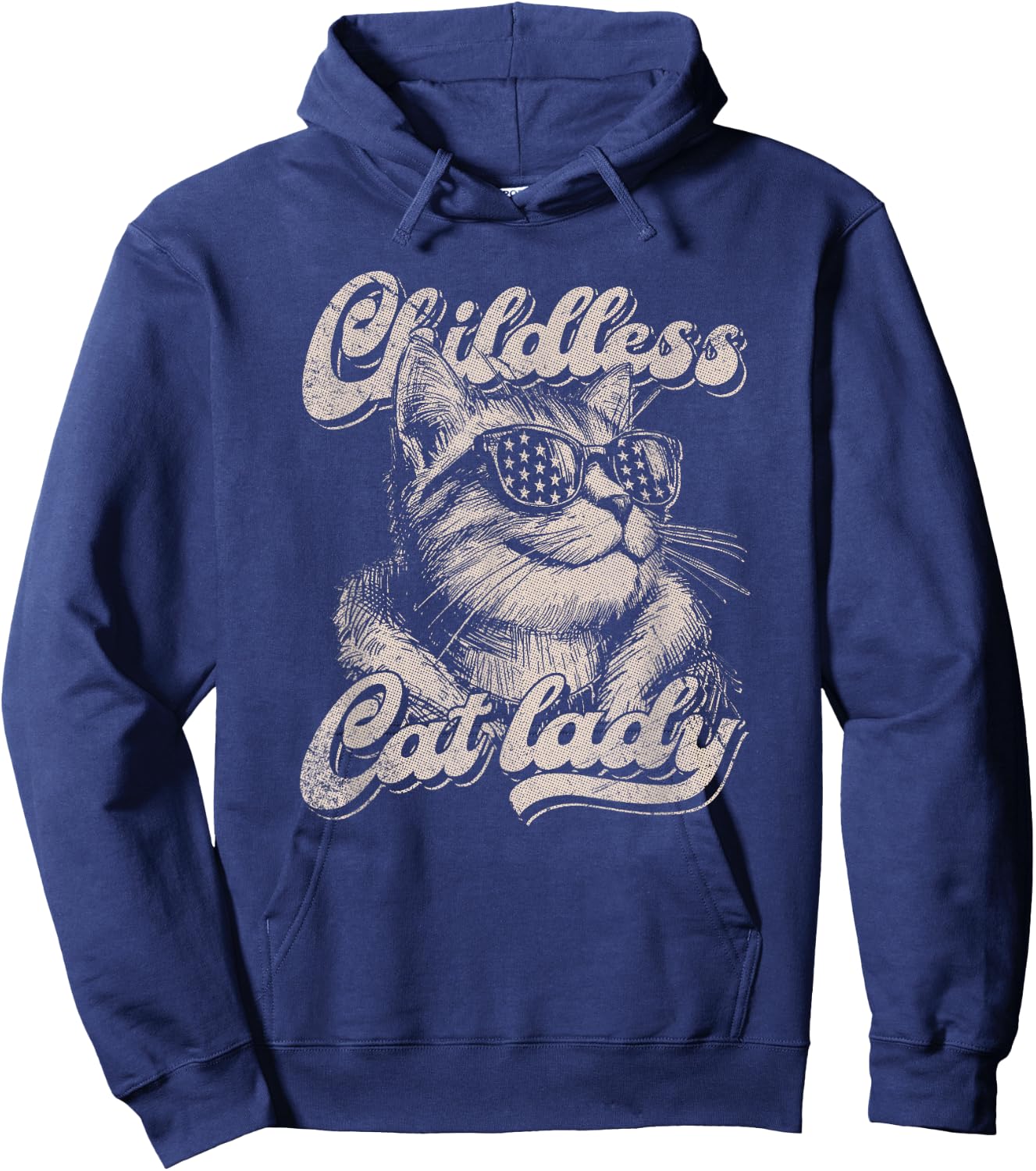Childless Cat Lady Funny Cat Lover Graphic Hoodie - Hoodie | Navy