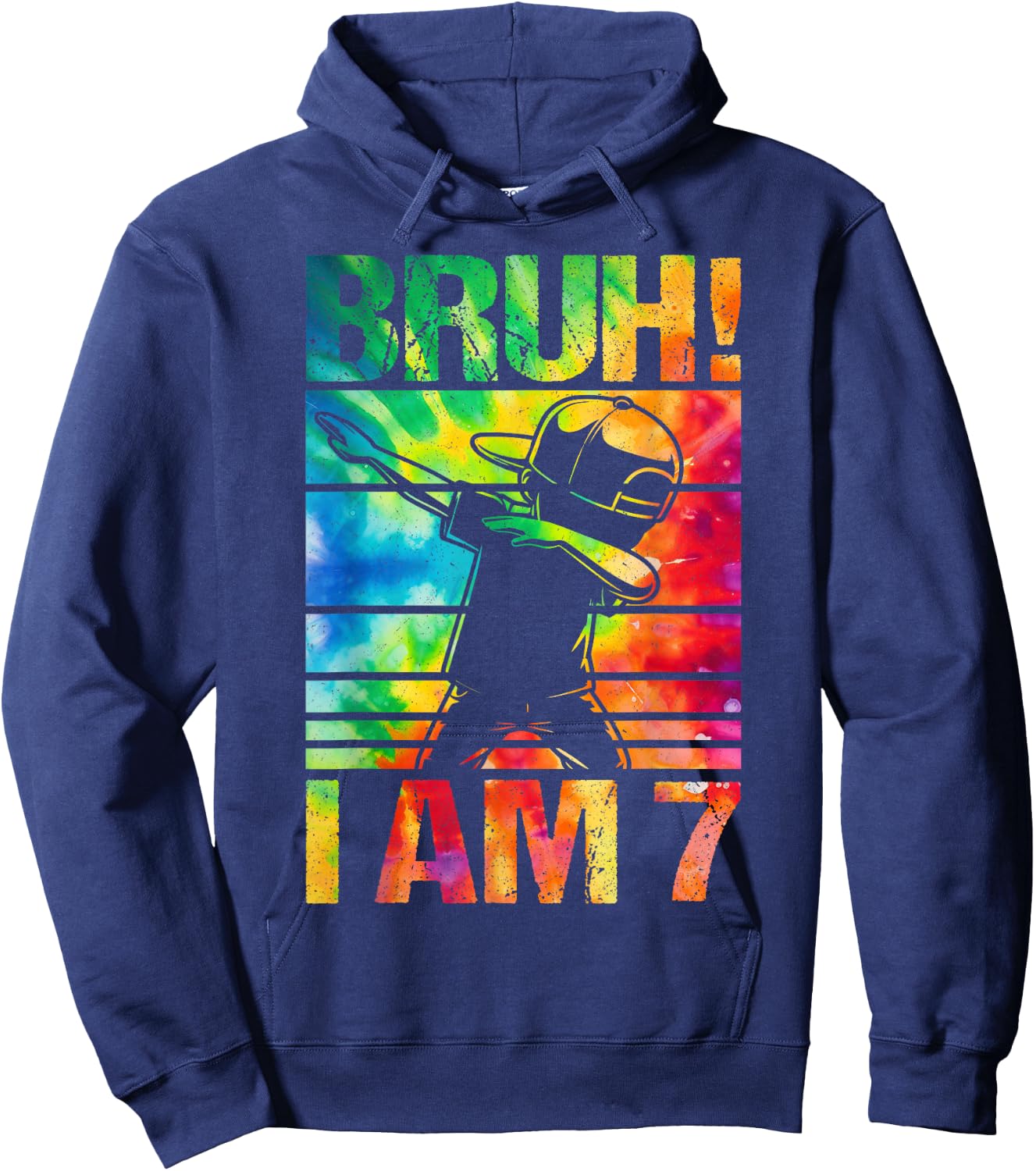 7 Year Birthday Tie Dye Dabbing Boy Bruh Its My 7th Birthday Hoodie - Hoodie | Navy