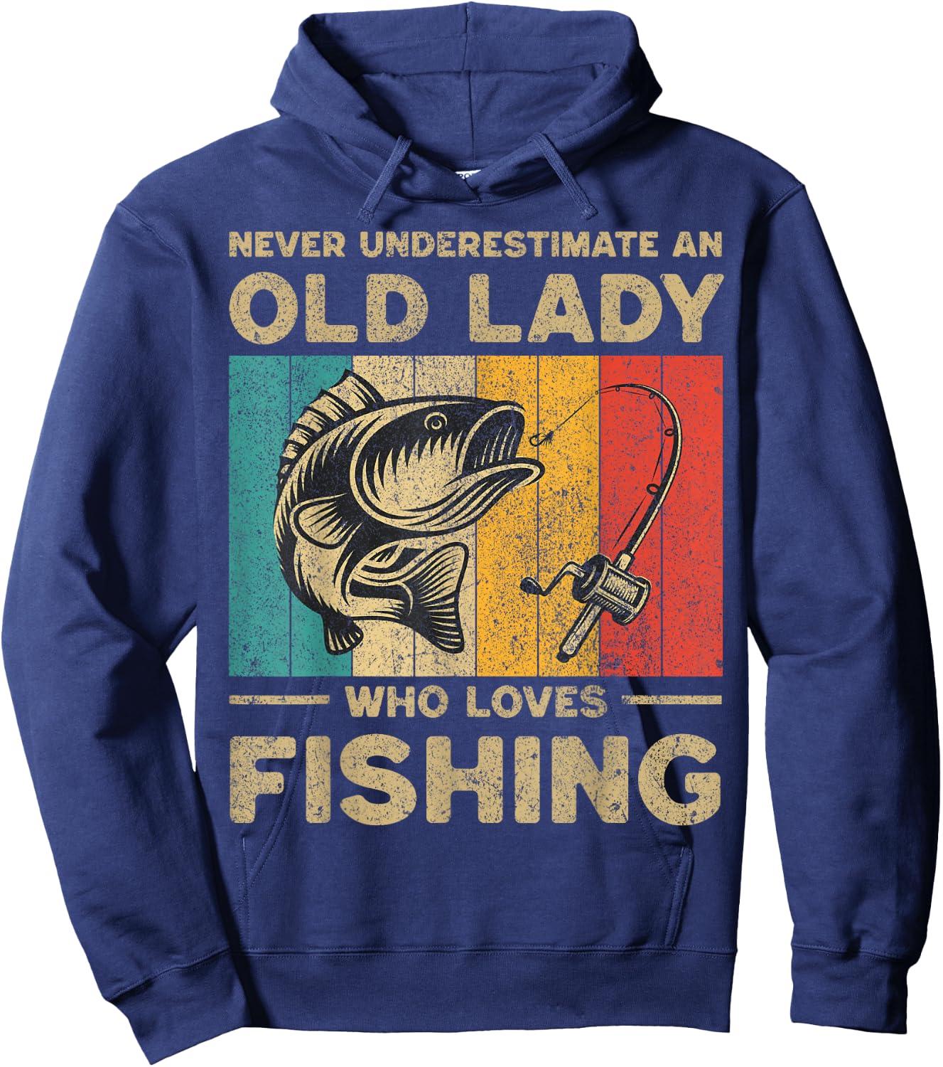 Funny Vintage Fishing Jokes Fisherman Bass Fish Hoodie - Hoodie | Navy