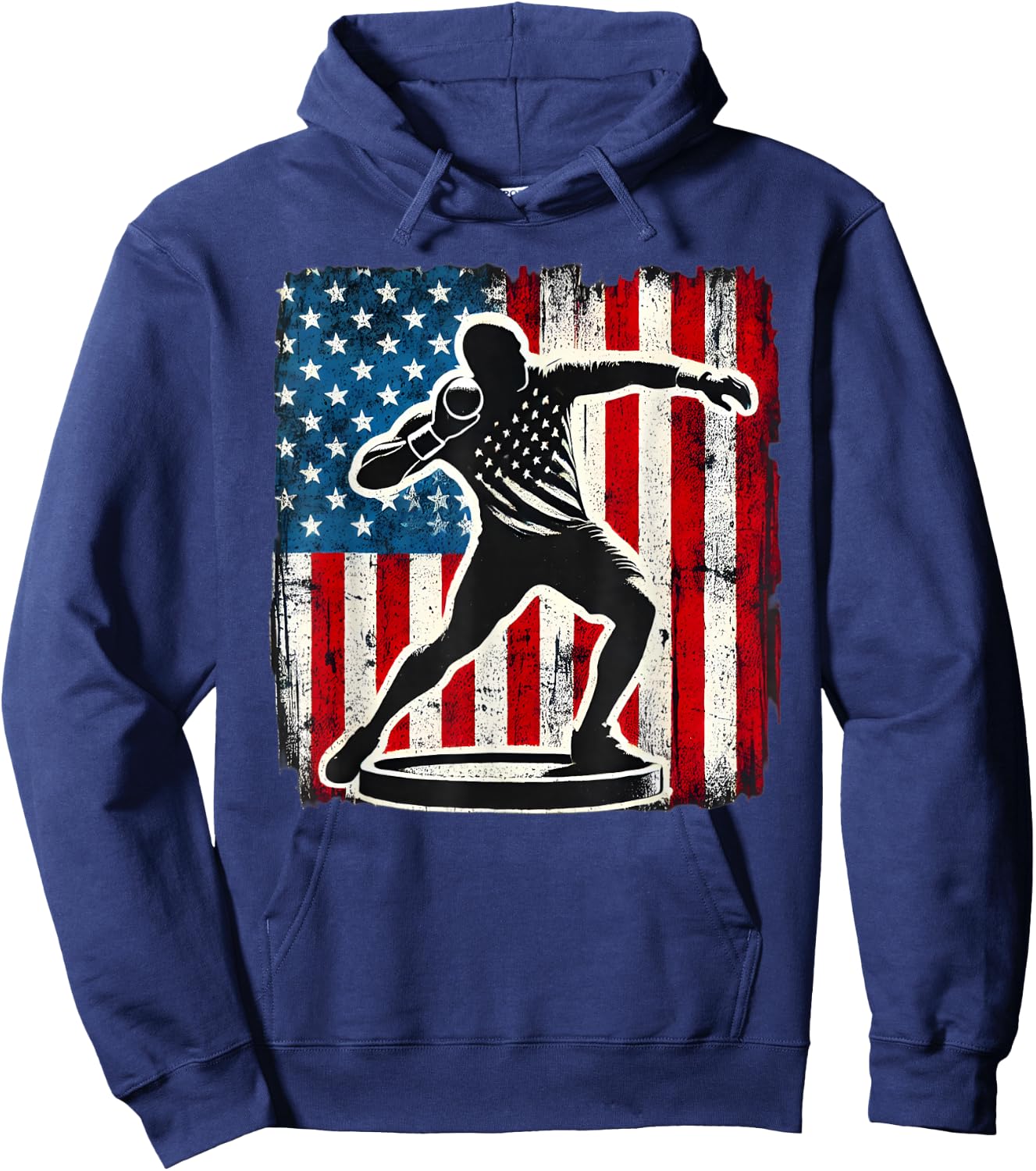 Shot Put Men Women Track And Field american flag Hoodie - Hoodie | Navy