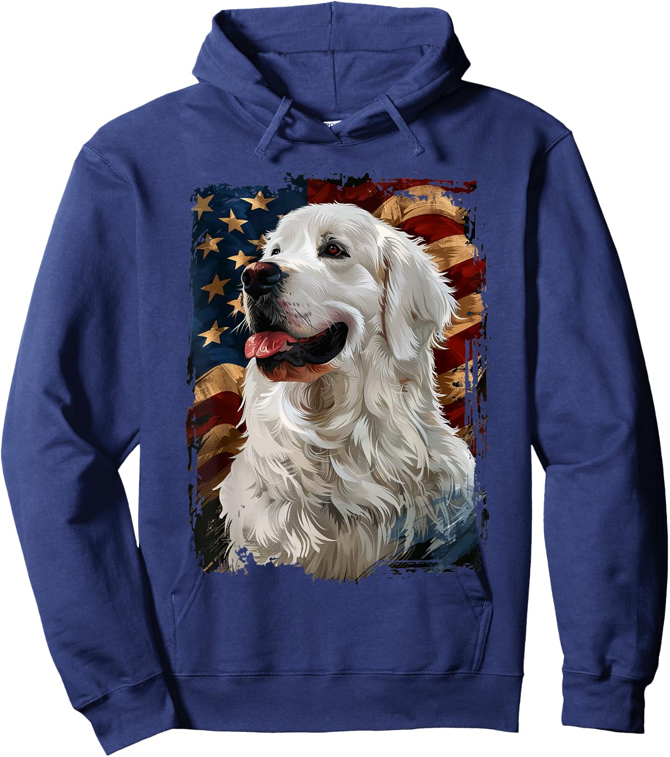 Great Pyrenees American Flag Hoodie - Hoodie | Navy