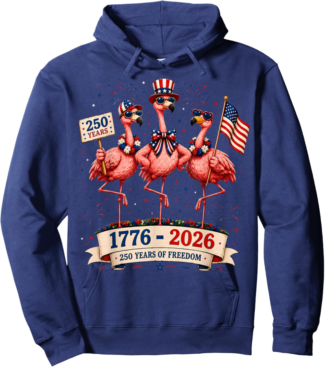Patriotic Flamingo 250 Years American Spirit Hoodie - Hoodie | Navy