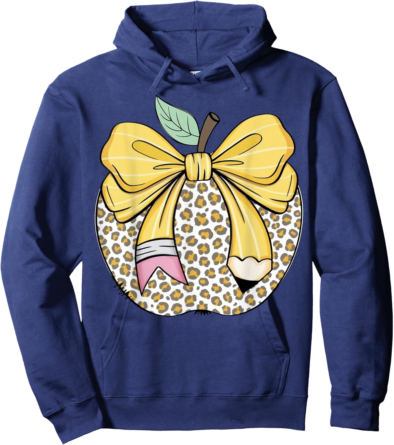 Teacher Coquette Pencil Bow And Apple Teacher Hoodie - Hoodie | Navy