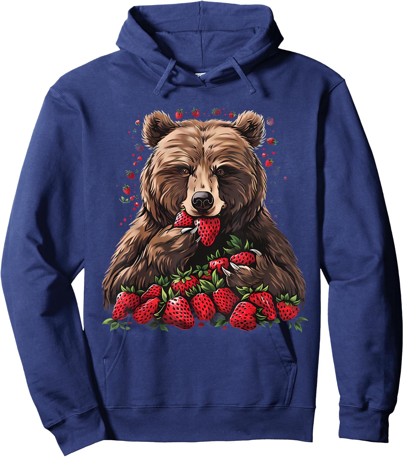 Strawberry Bear Drawing Artwork Wildlife Strawberries Hoodie - Hoodie | Navy