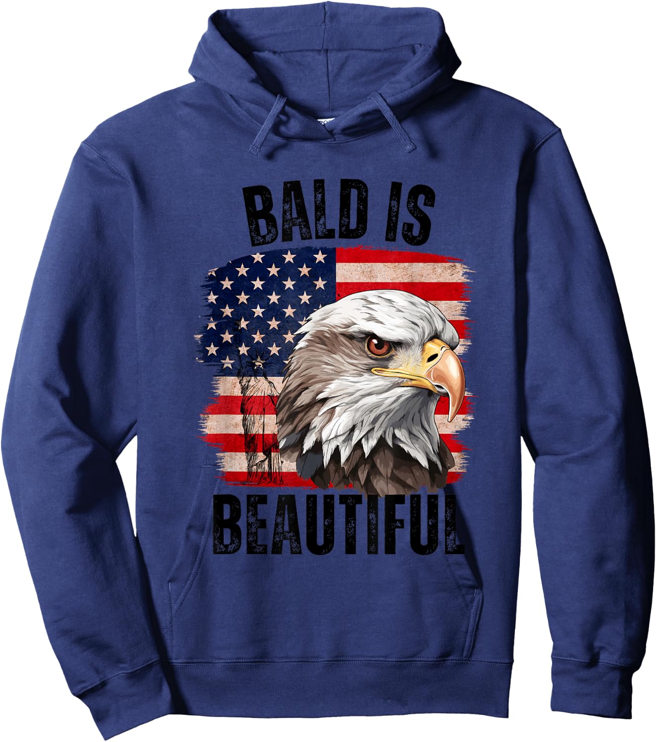 Bald Is Beautiful 4th of July Independence Day Bald Eagle Hoodie - Hoodie | Navy