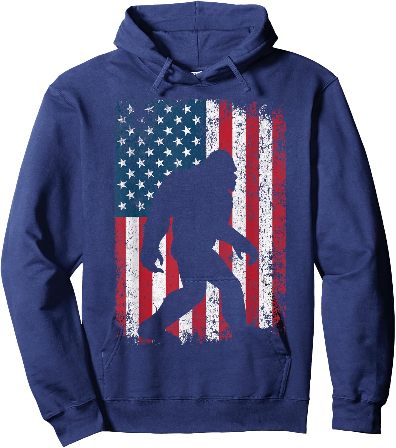 Patriotic American Flag Bigfoot Squatch Men Women Kids Hoodie - Hoodie | Navy