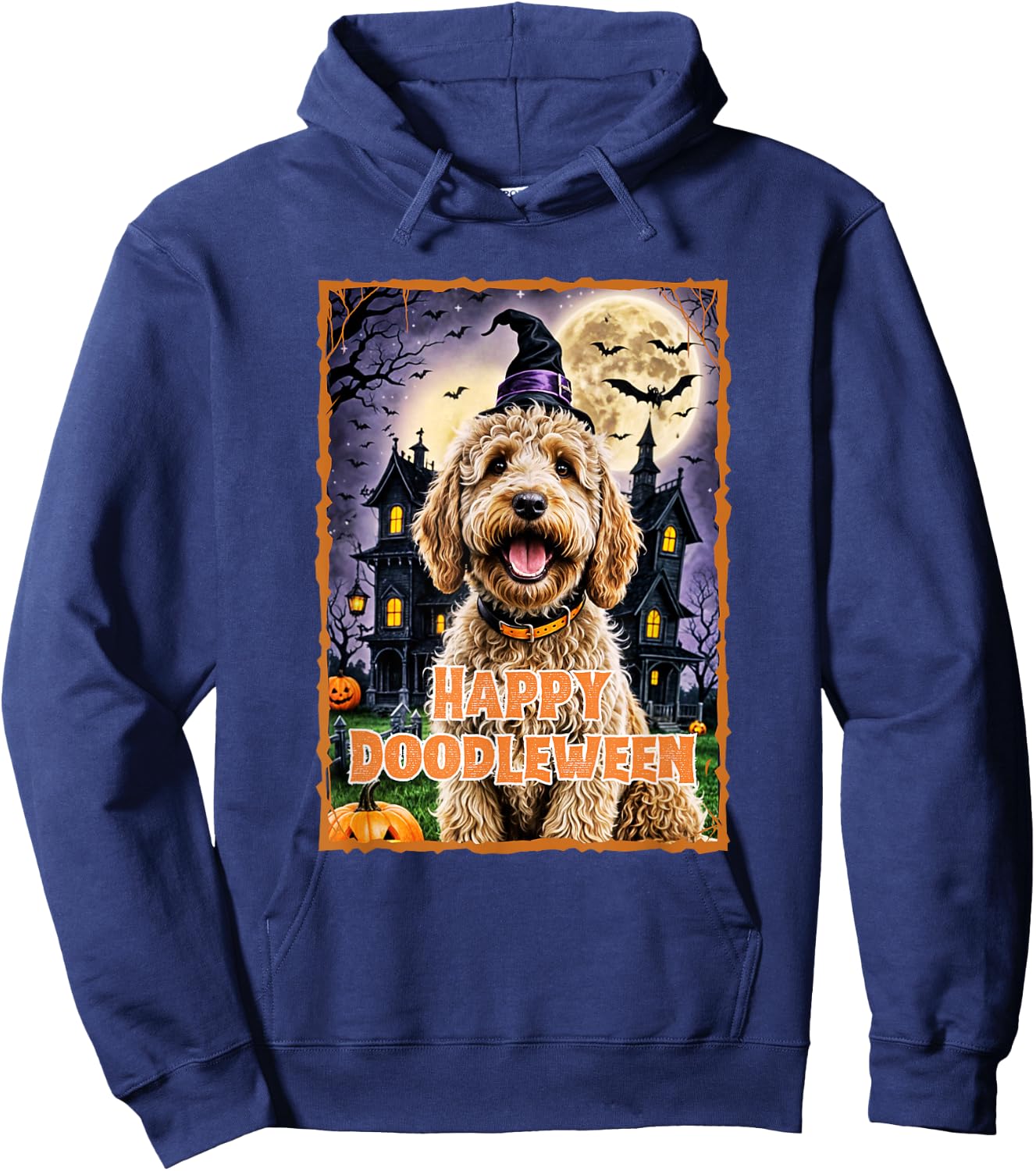Happy Doodleween Halloween Goldendoodle Labradoodle Spooky Hoodie - Hoodie | Navy