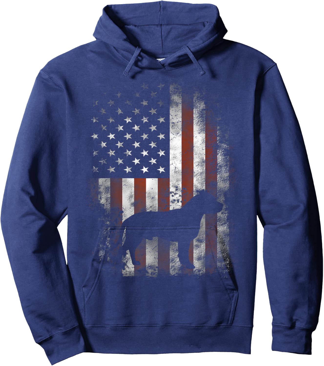 American Pitbull Terrier American Flag Patriotic Hoodie - Hoodie | Navy