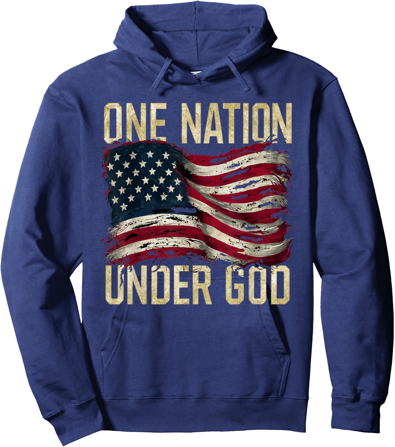 Patriotic One Nation Under God American Flag Design Men Hoodie - Hoodie | Navy