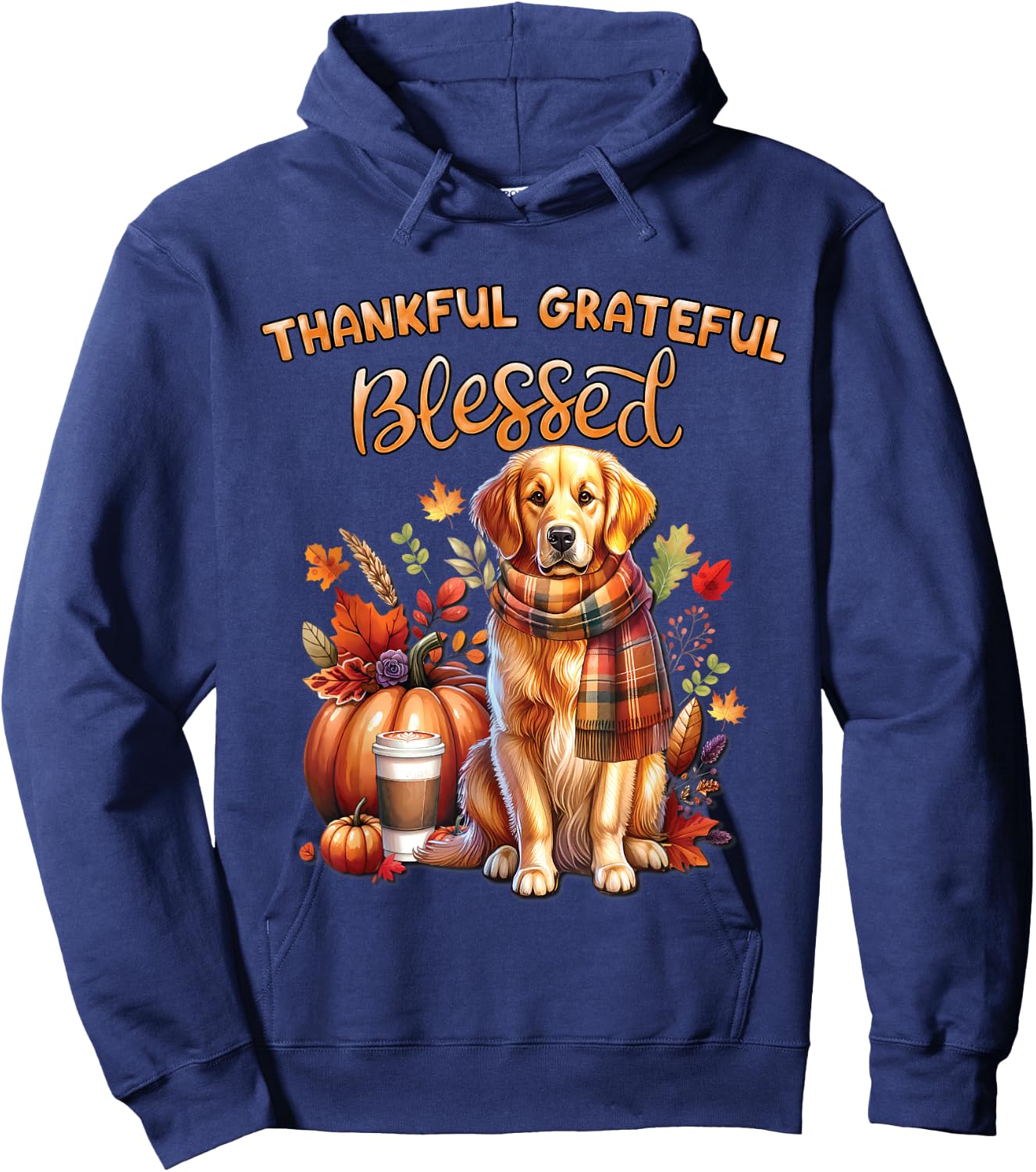Golden Retriever Dog pumpkin spice Happy Fall Yall autumn Hoodie - Hoodie | Navy
