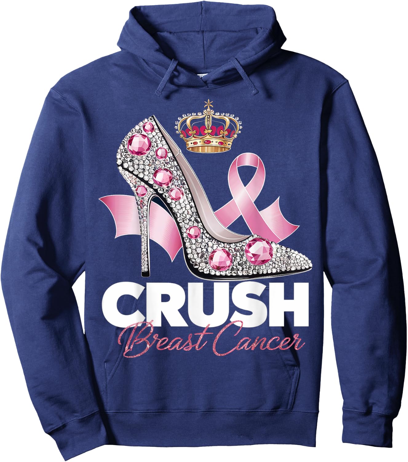 Crush Breast Cancer Awareness High Heel Pink Ribbon Women Hoodie - Hoodie | Navy