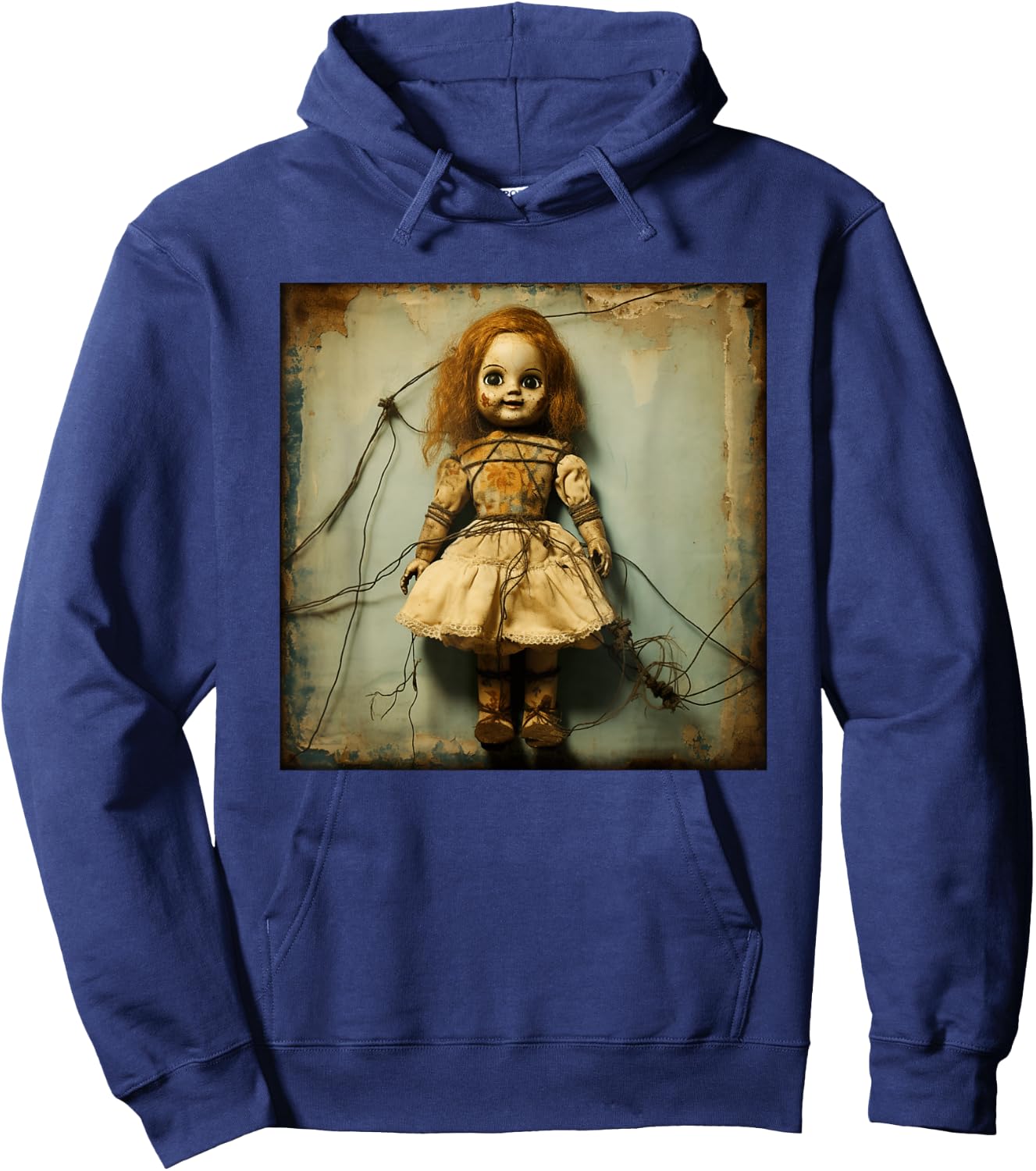 Creepy Haunted Doll Vintage Horror Nightmare Doll Hoodie - Hoodie | Navy