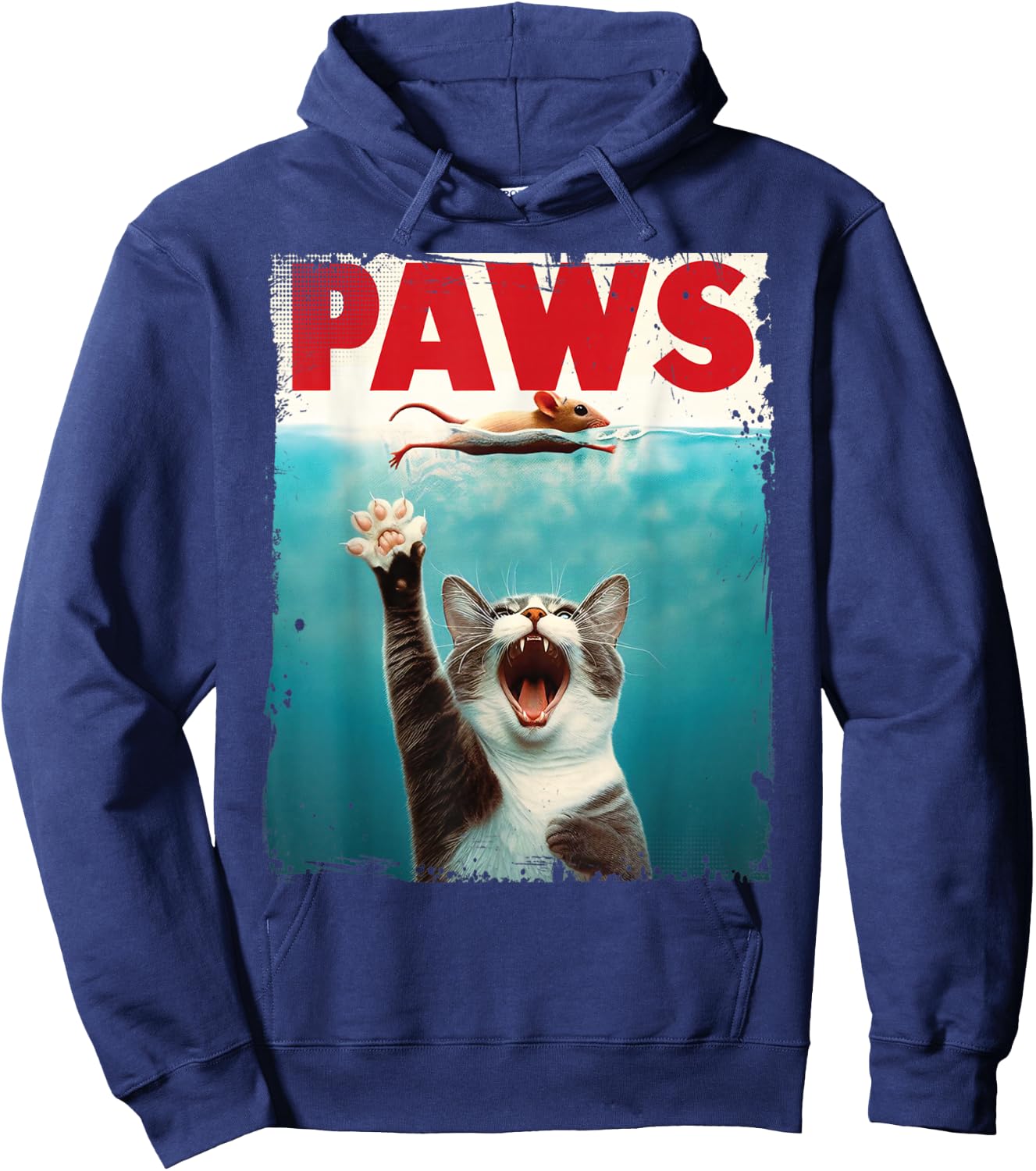 Paws Parody Cat Mouse Humorous Cat Chasing Mouse Kitten Hoodie - Hoodie | Navy