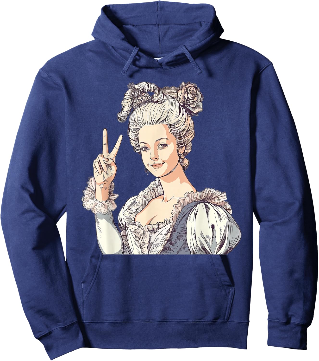 Marie Antoinette Showing The Peace Sign Hoodie - Hoodie | Navy