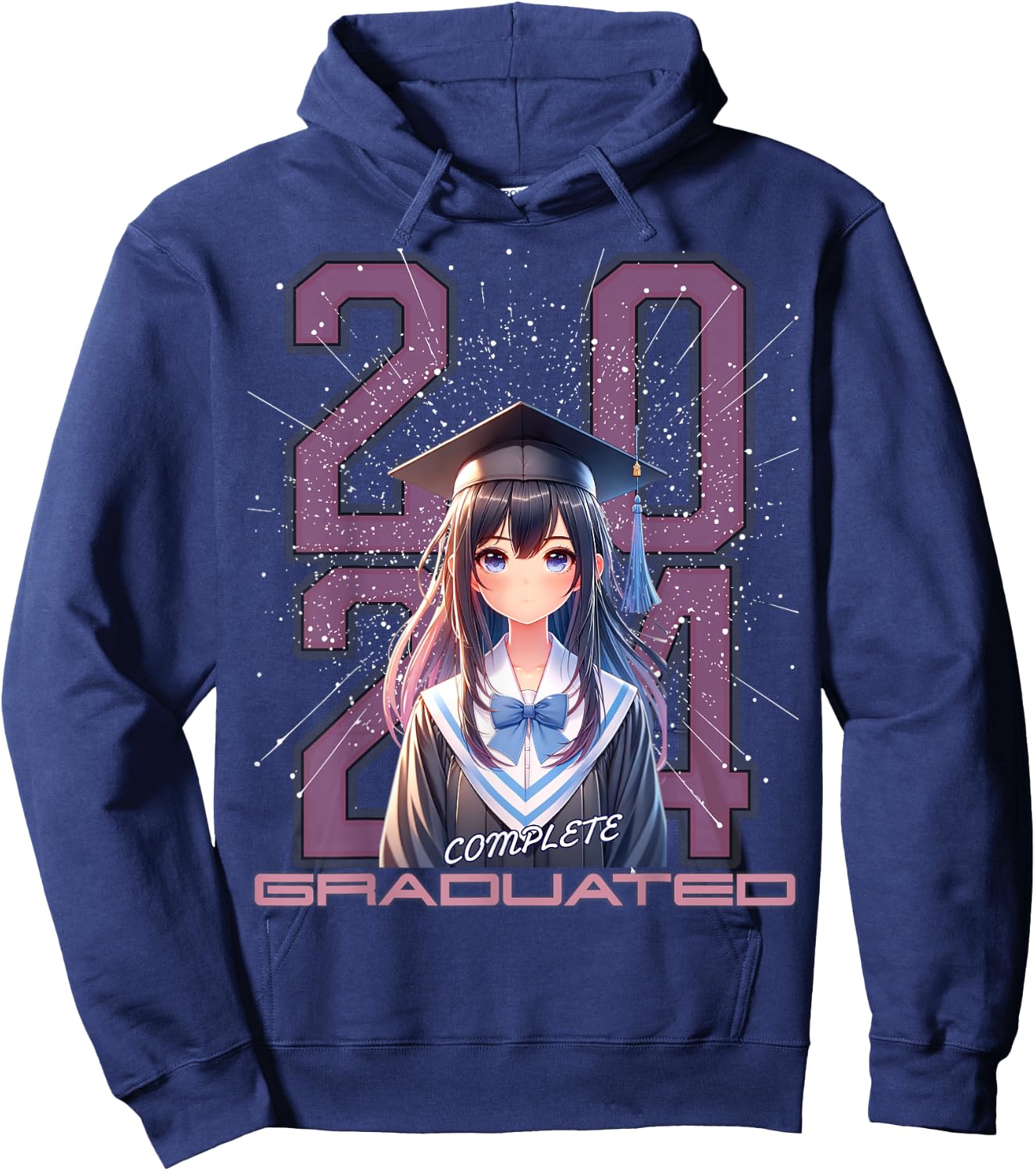 Graduation shirts 2024 anime lover high school college Hoodie - Hoodie | Navy