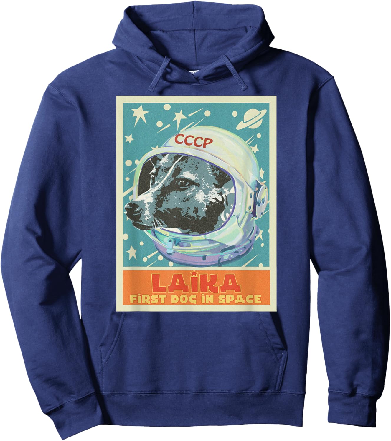 Soviet Union USSR T Shirt First Dog in Space Propaganda Hoodie - Hoodie | Navy