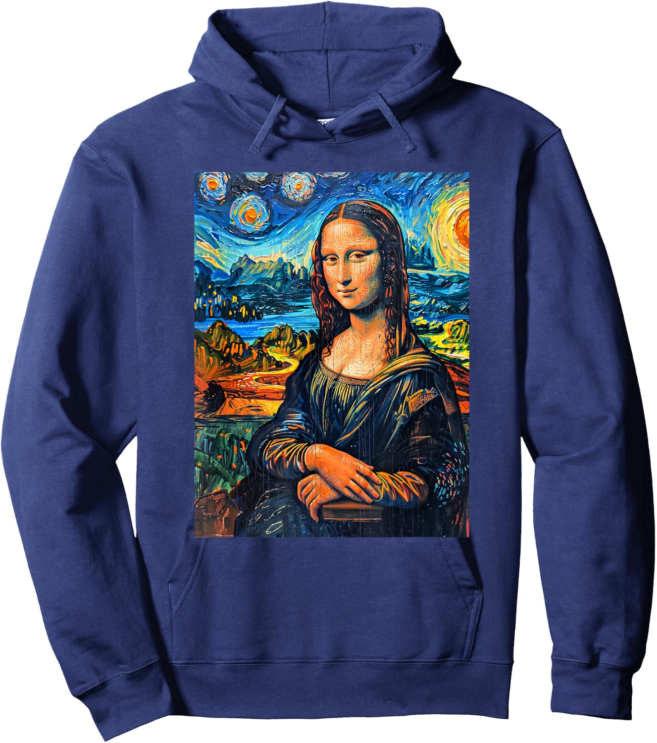 Monalisa Starry Night Painting Funny Men Women Kids Hoodie - Hoodie | Navy