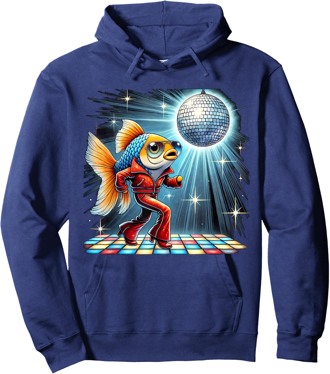 Aesthetic Fish Disco Hoodie - Hoodie | Navy