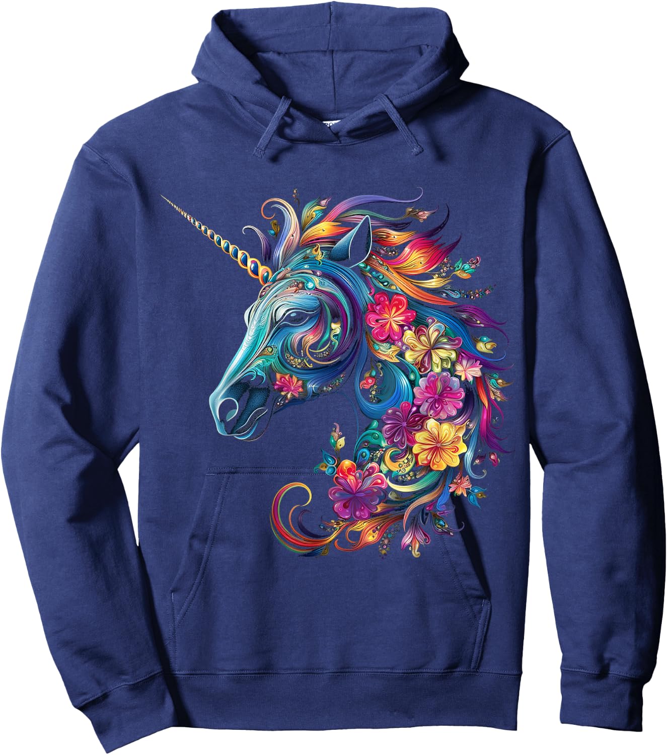Unicorn Rainbow Animal Graphic Artwork Unicorn Hoodie - Hoodie | Navy