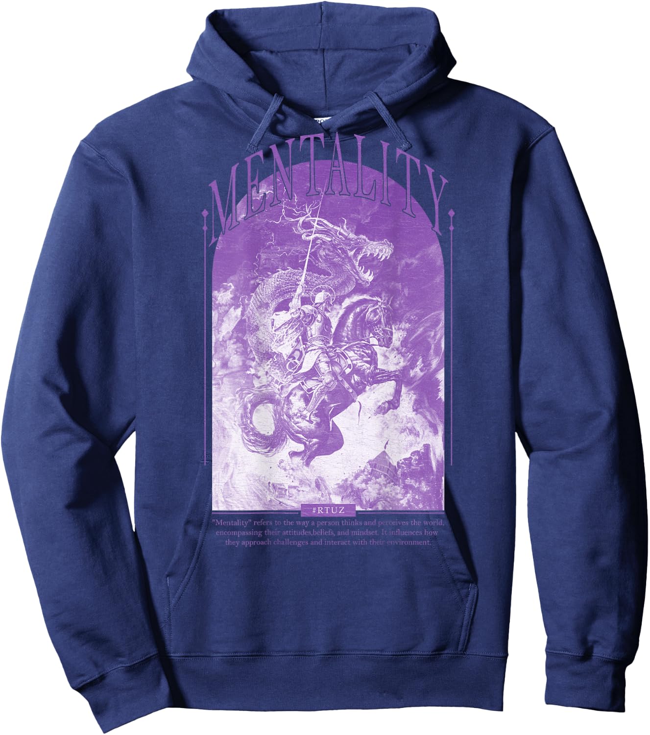 Hip Hop Vintage Hipster Edgy Urban Y2K Back Print Streetwear Hoodie - Hoodie | Navy