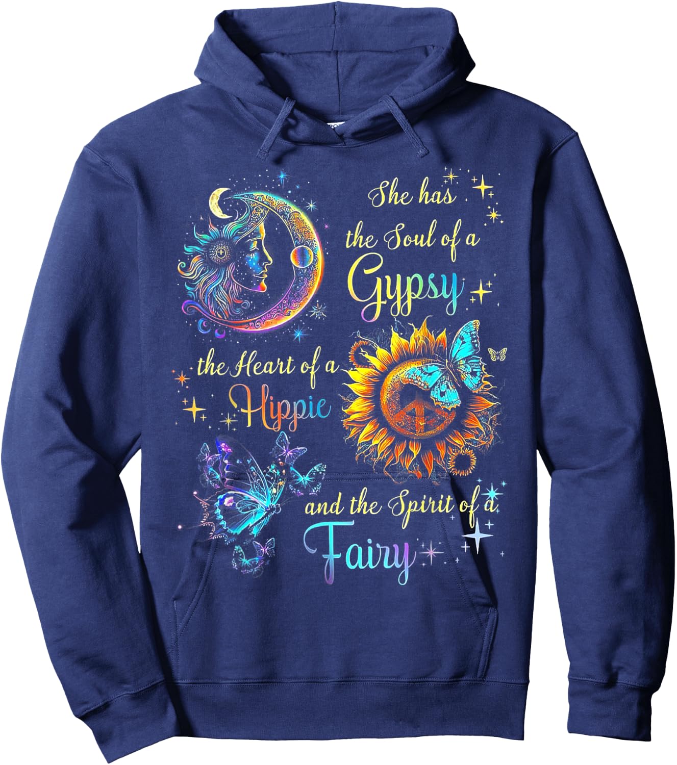 She Has She Soul Of A Gypsy The Heart Of A Hippie Hoodie - Hoodie | Navy