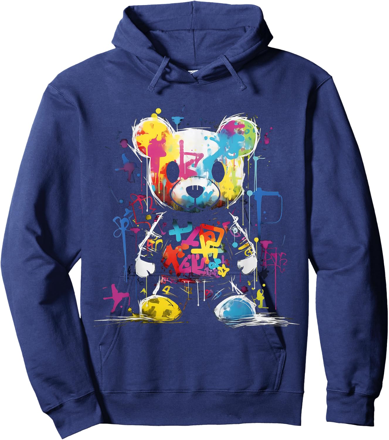 Bear Colorful Animal Graphic Artwork Bear Hoodie - Hoodie | Navy