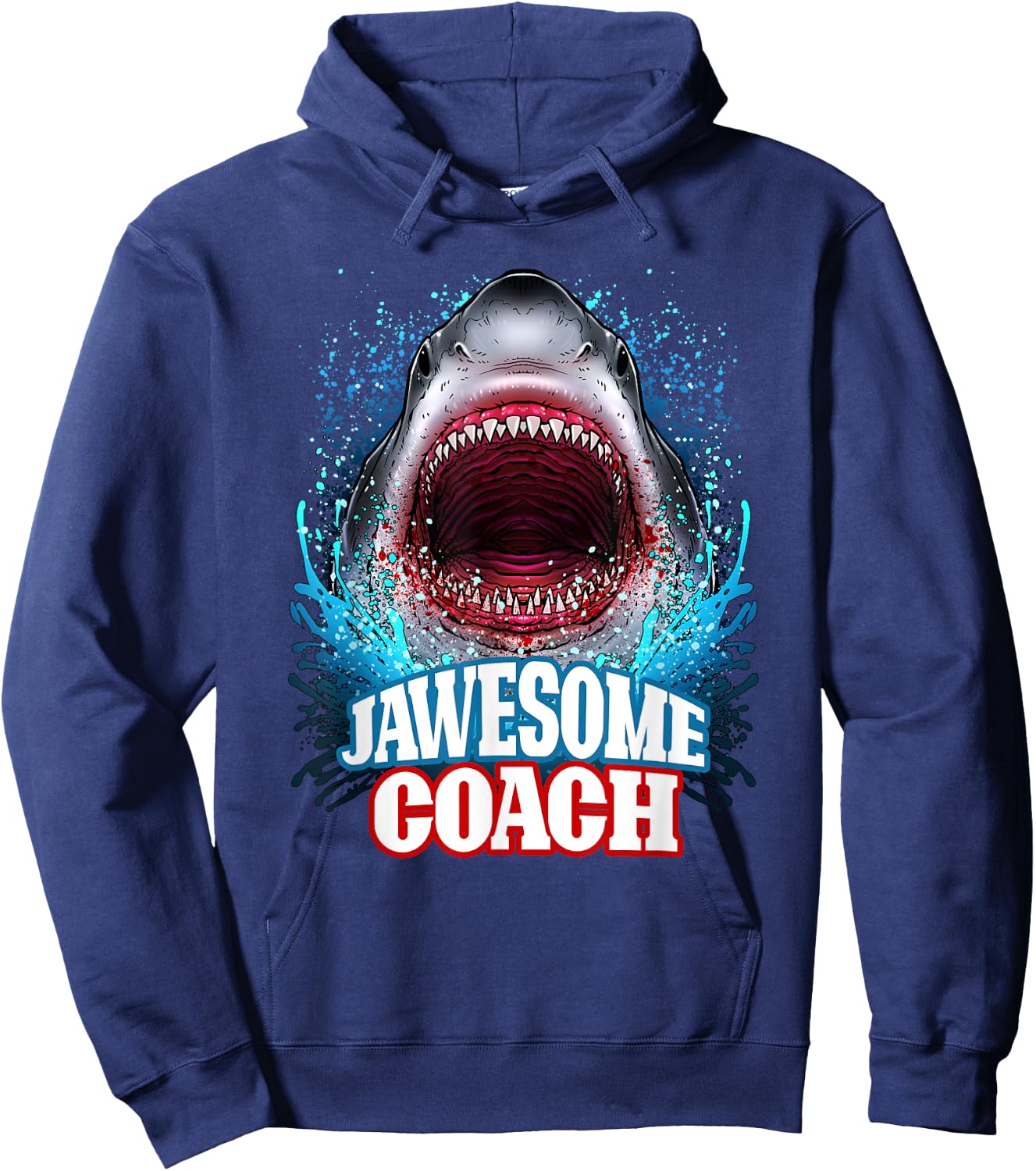 Jawesome Coach School Sports Great White Shark Hoodie - Hoodie | Navy