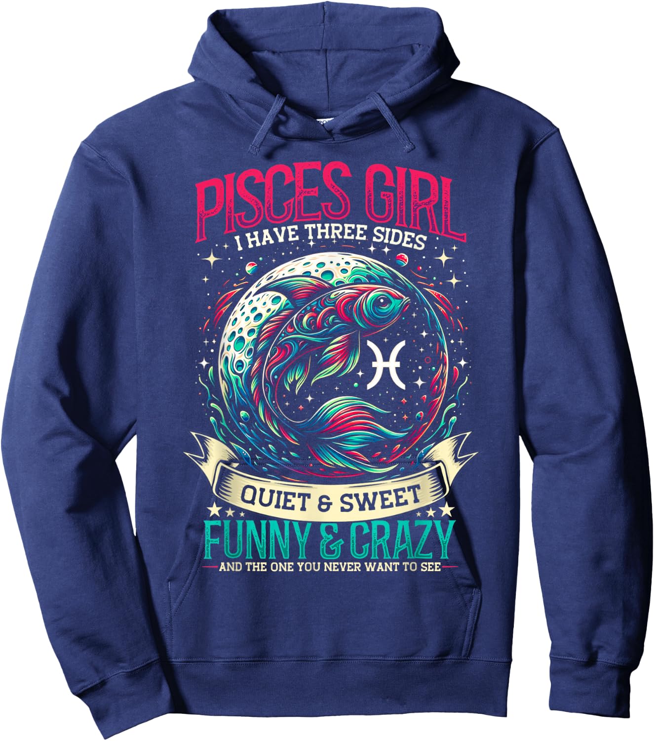 Pisces Zodiac Sign Moon Astrology Star Sign, Pisces Girl Hoodie - Hoodie | Navy