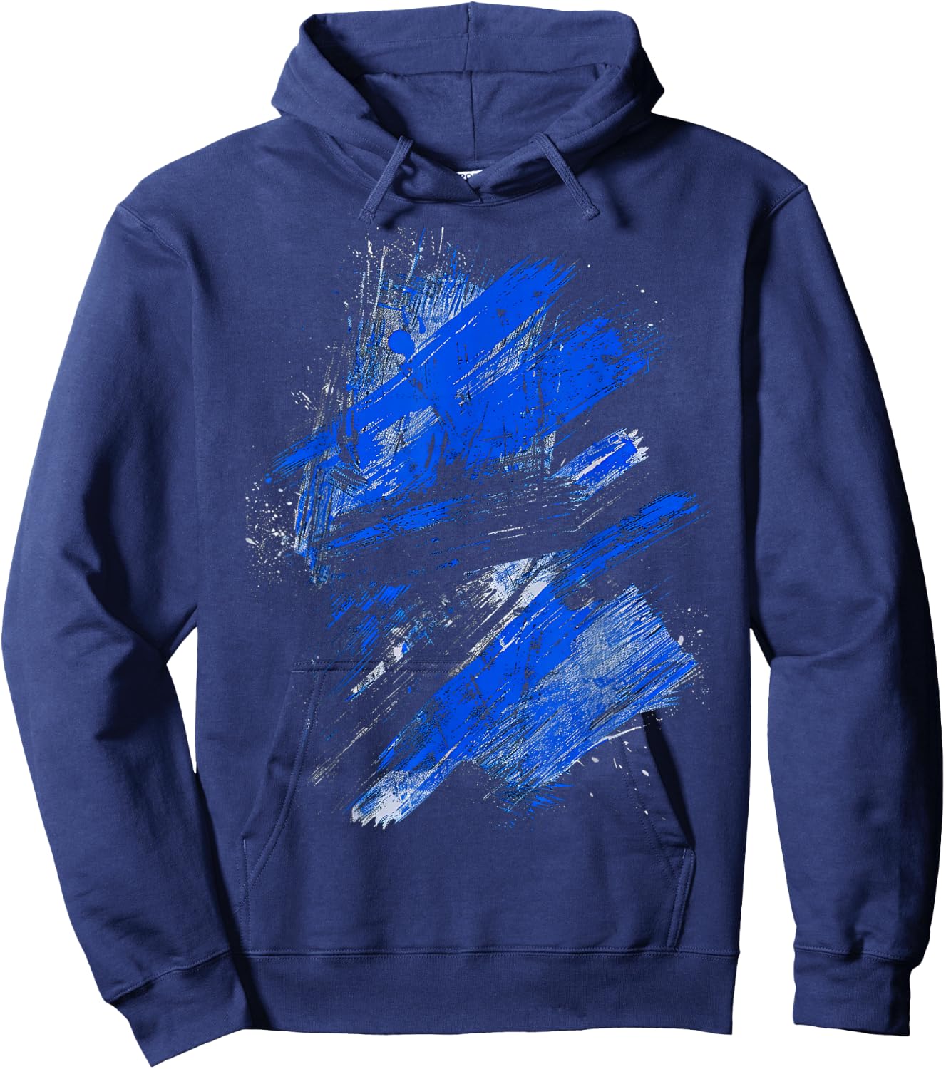 Blue And Black Artistic Splash Graphic Hoodie - Hoodie | Navy