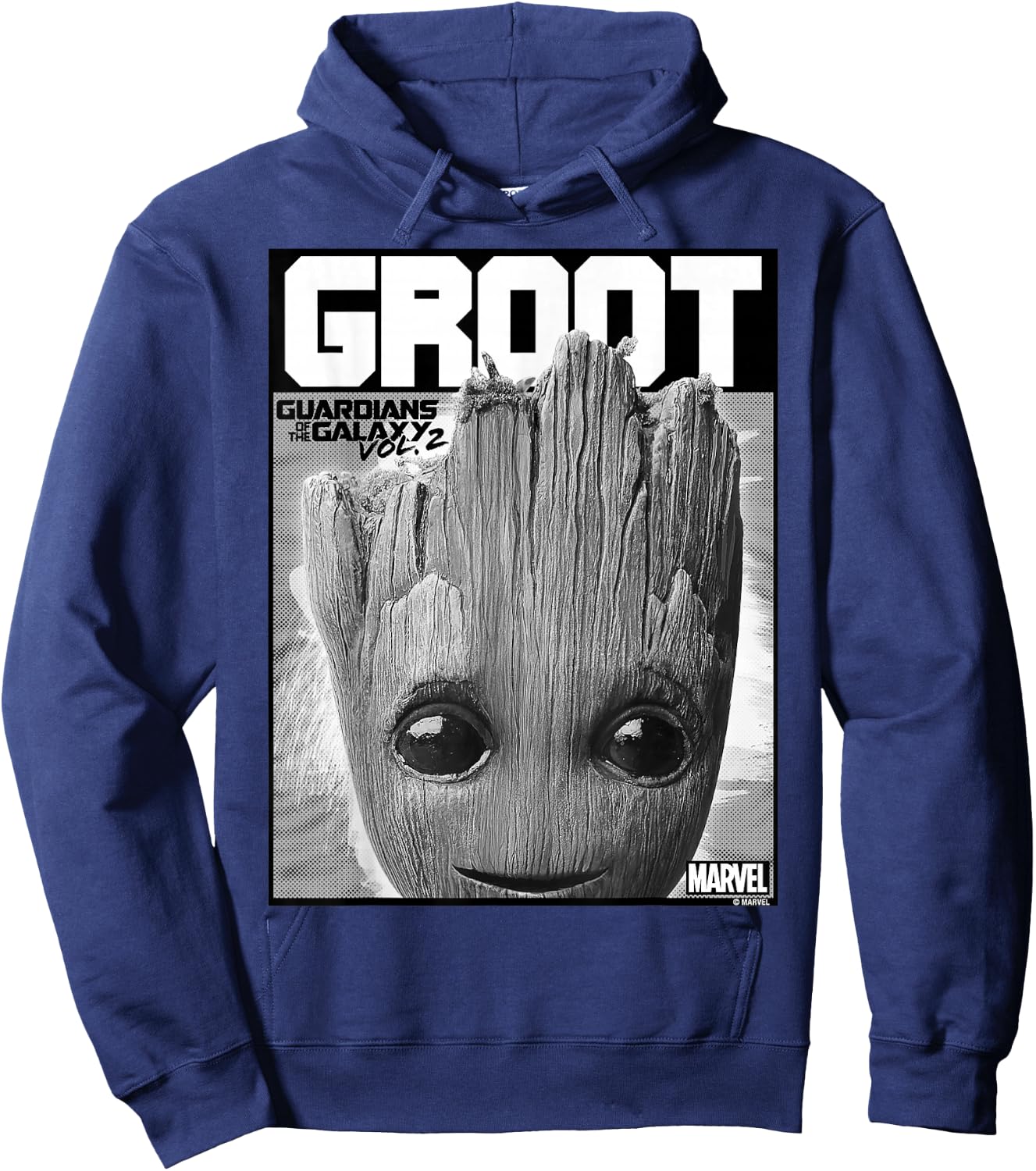 Marvel Guardians of The Galaxy Vol 2 Big Face Groot Poster Hoodie - Hoodie | Navy