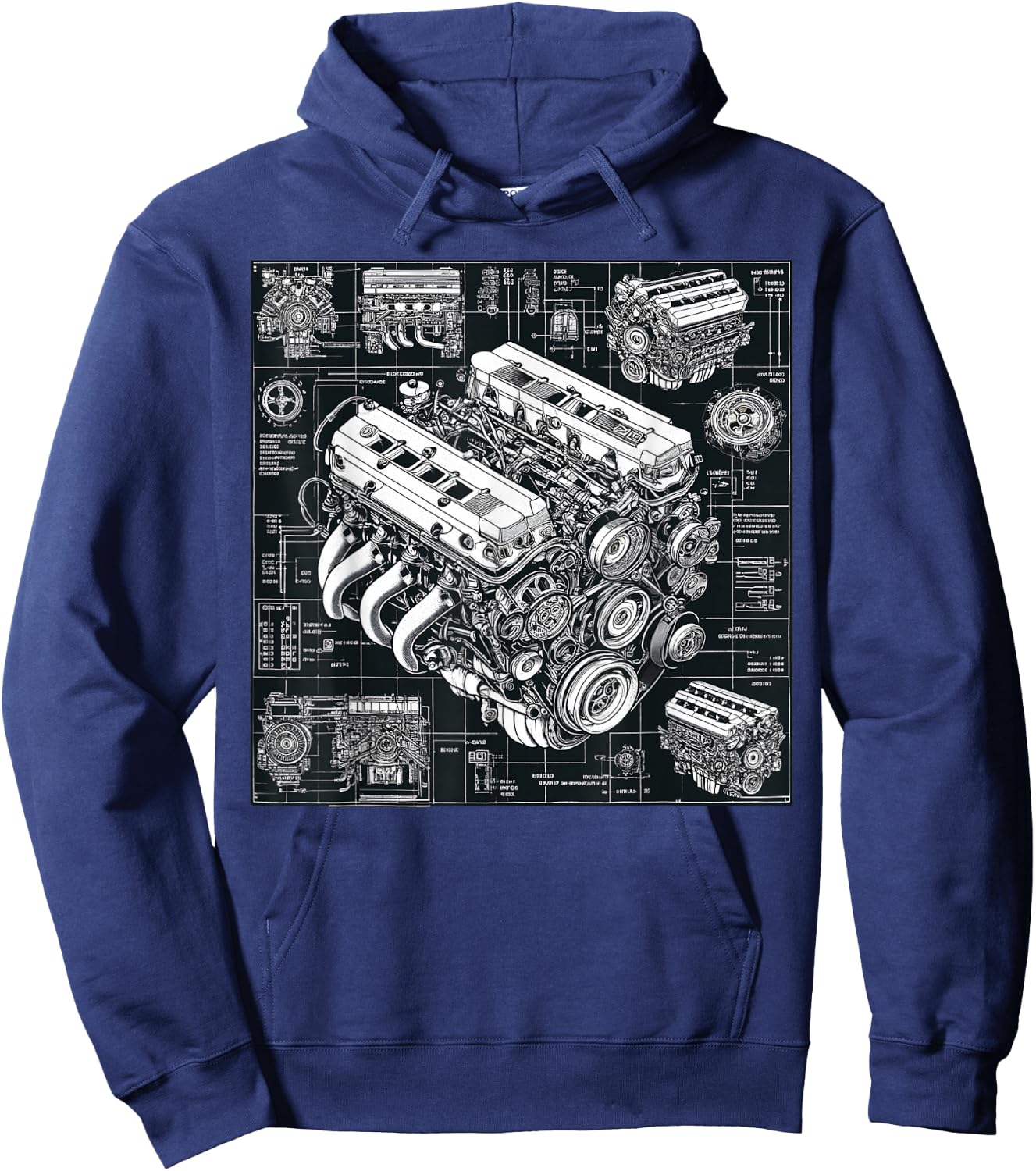 High Performance GTE Engine Blueprint For Car Mechanics Hoodie - Hoodie | Navy