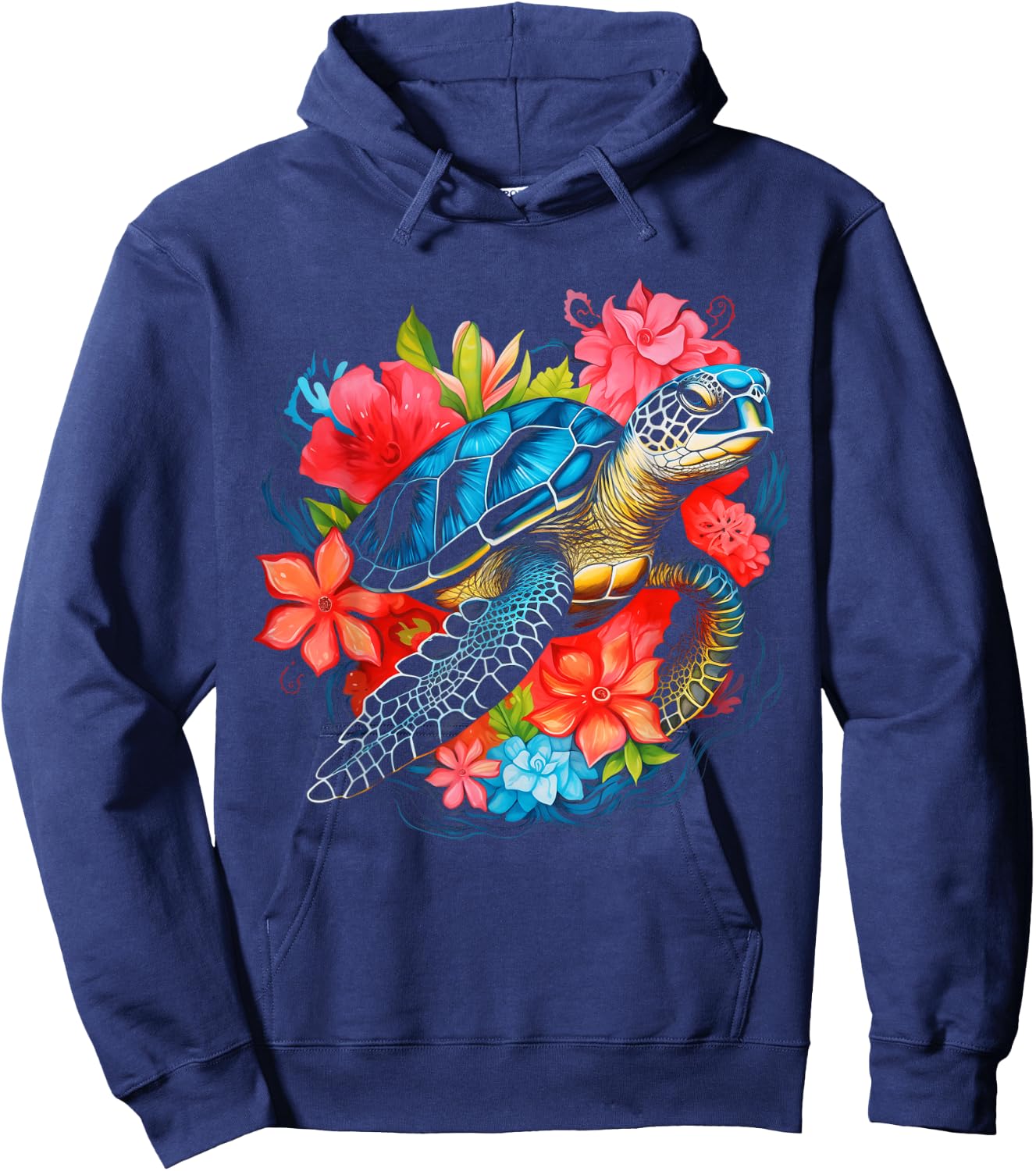 Sea Turtle Hawaiian Flowers Hawaii Scuba Diving Diver Hoodie - Hoodie | Navy