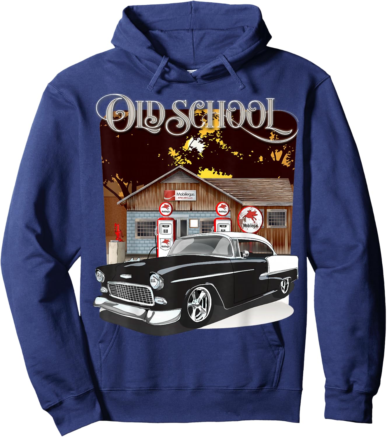 1955 55 chevys bel air Classic Vintage Muscle car Old School Hoodie - Hoodie | Navy