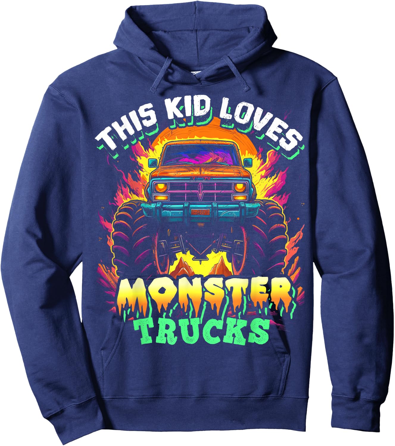 Monster Truck for Toddlers, Kids Monster Truck Vintage Retro Hoodie - Hoodie | Navy