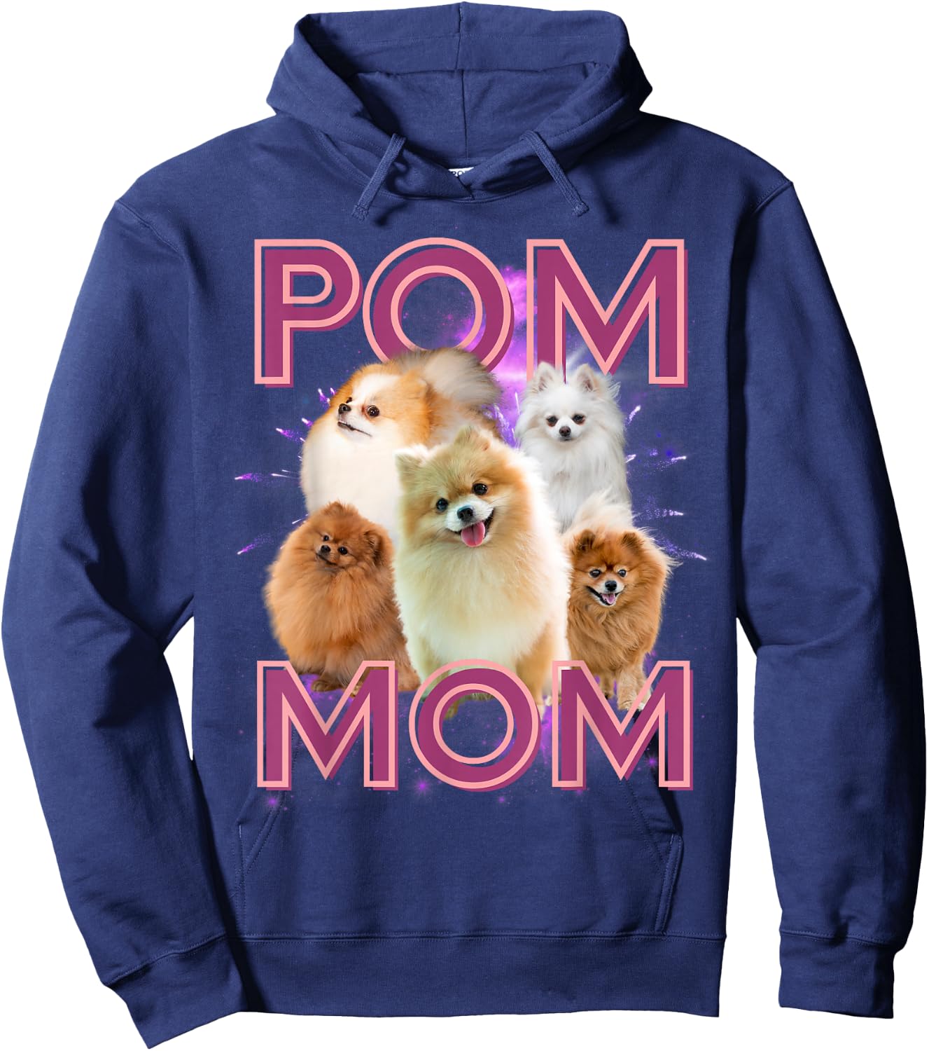 Pom Mom Pomeranian Dog Retro Bootleg Hoodie - Hoodie | Navy